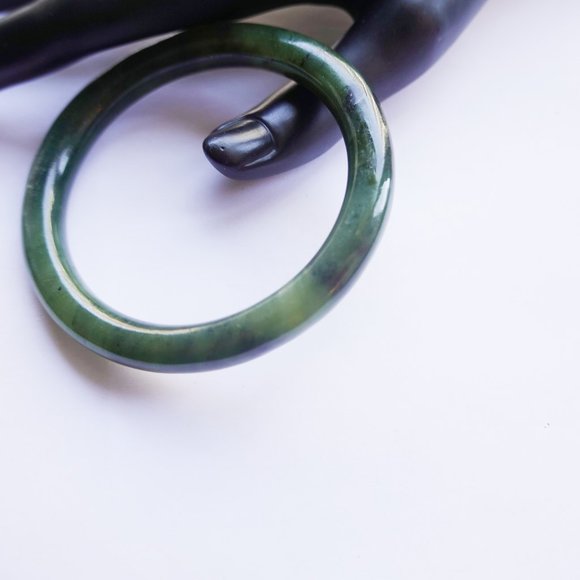 Vintage Green Chinese jade Bangle Bracelet - Picture 2 of 2